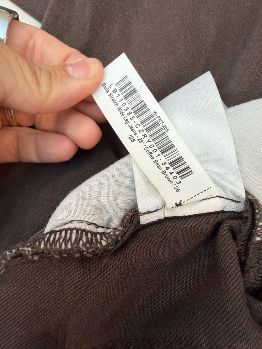 Quince Bella Stretch Wide Leg Jeans Size 26 Coffee Bean Brown Cotton Blend - Picture 7 of 7
